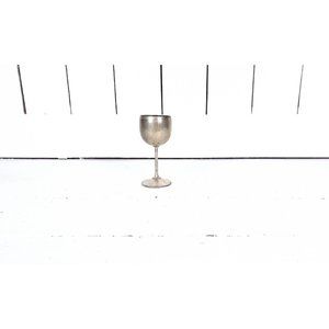Vintage small rustic / primitive silver metal wine goblet chalice cup